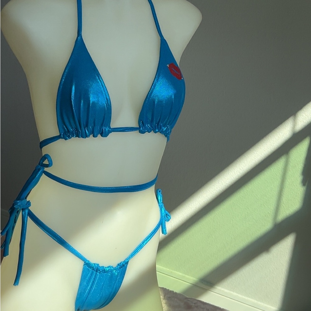 Blue thong Bikini Set